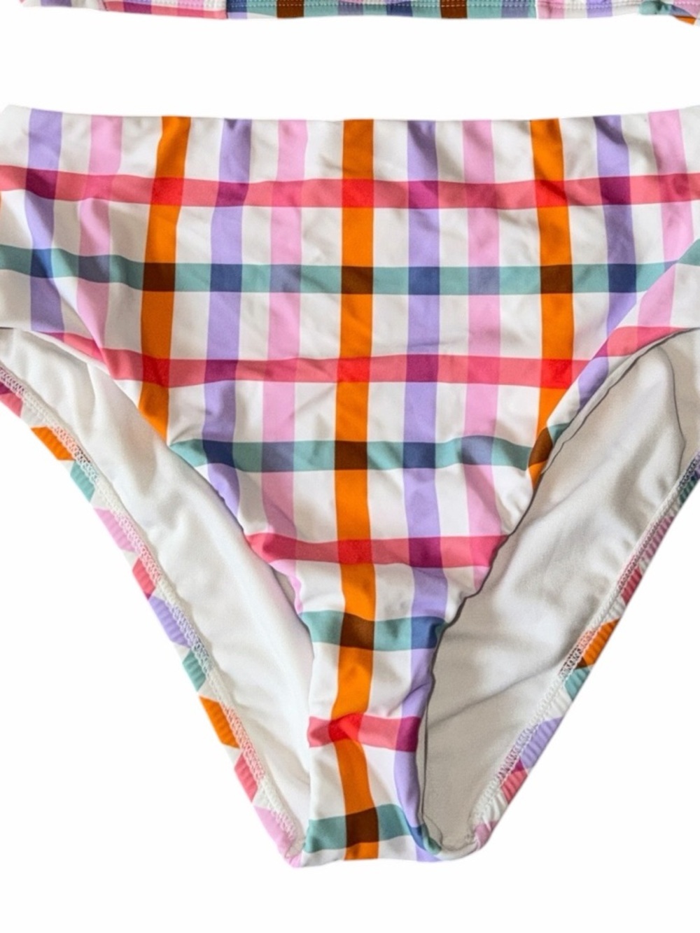 Kona Sol Women's Bikini Top and Bottom Plaid Medium Coverage High Waist M - Picture 5 of 9
